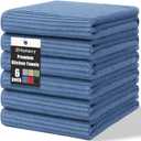 Homaxy Premium Kitchen Towels (18"x 28", 6 Pack), Large 100% Cotton Kitchen Hand Towels, Ultra Absorbent Ribbed Terry Tea Towels Set with Hanging Loop, Navy Blue