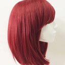 Women Red Medium Length Straight Side Swept Bangs Bob Wig