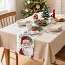 Artscope Merry Christmas Santa Claus Table Runner, Xmas Winter Snowflakes Holiday Kitchen Dining Table Decoration for Christmas Home Party Decor 13x120 Inch-Red