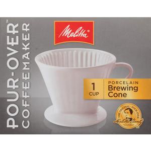 Melitta no 2 Porcelain Single Cup Pour-Over Coffee Brewer, White (1 Count (Pack of 1))