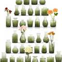 36Pcs Bud Vases Set Small Vintage Glass Bottles Bud Vases in Bulk Multiple Shape Cute Glass Vases for Rustic Wedding Centerpieces Table Decorations and Home Decor(Green)