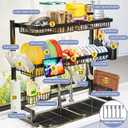 ADBIU Over The Sink Dish Drying Rack (Expandable Height and Length) Snap-On Design 2 Tier Large Dish Rack 31-39.4L x 12W x 34-38H inches