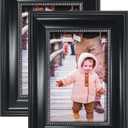 GraduationMall 4x6 Picture Frames, Real Glass, Display Photos for Wall or Tabletop, Black with Silver Beads, 2-Pack