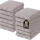 Homaxy 12 Pack Dish Towels for Kitchen (10 x 20 Inches, Grey), Super Soft and Absorbent Coral Velvet Dish Cloths for Washing Dishes, Nonstick Oil Fast Drying Microfiber Cleaning Cloth