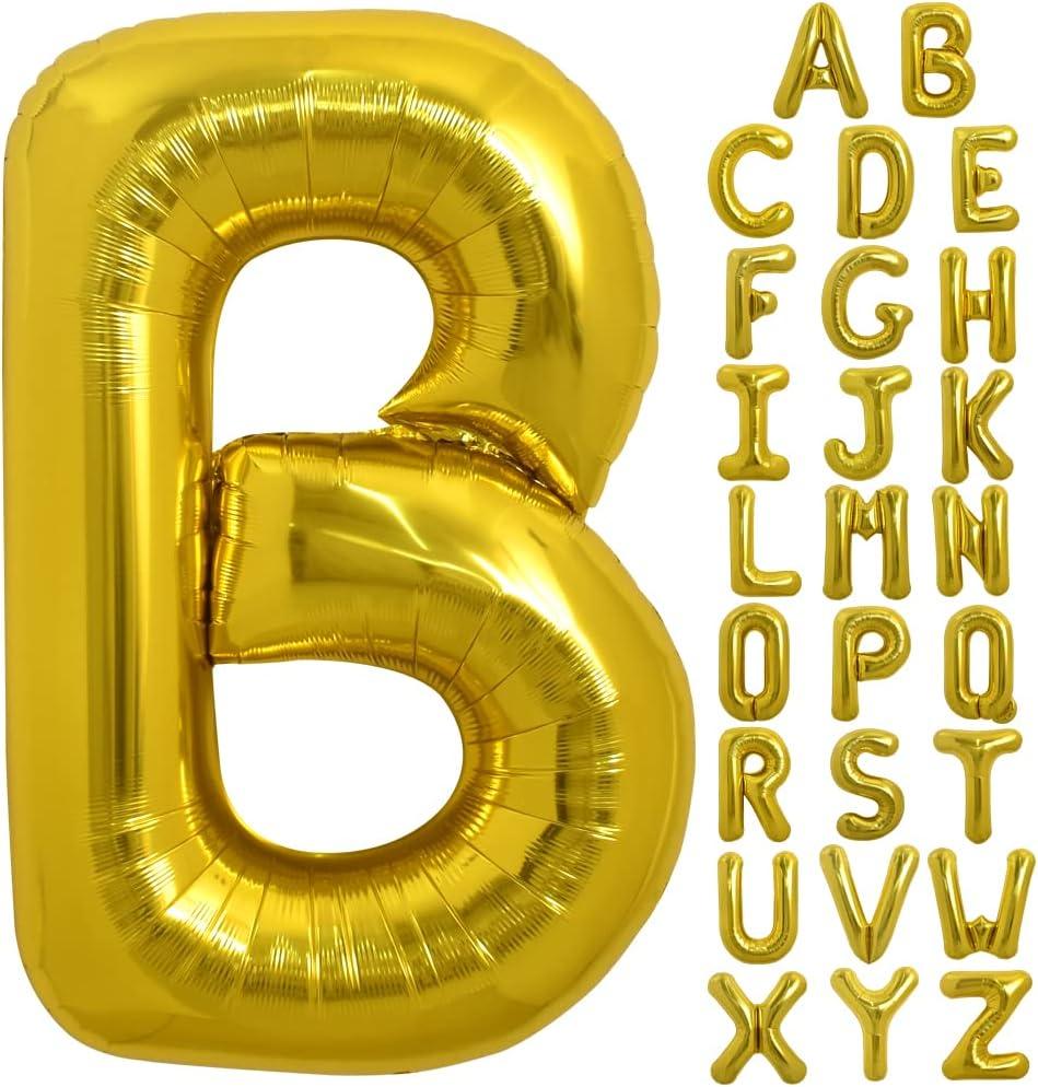 TONIFUL 40 Inch Large Gold Letter B Balloons - Helium Filled, Foil Mylar Big Balloons for Birthday Party & Anniversary Decorations