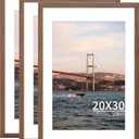 YESKAY 20x30 Picture Frame Brown Set of 3, Display Pictures 16x24 with Mat or 20 x 30 Without Mat, Poster Frames 20x30 for Wall Hanging Horizontal and Vertical