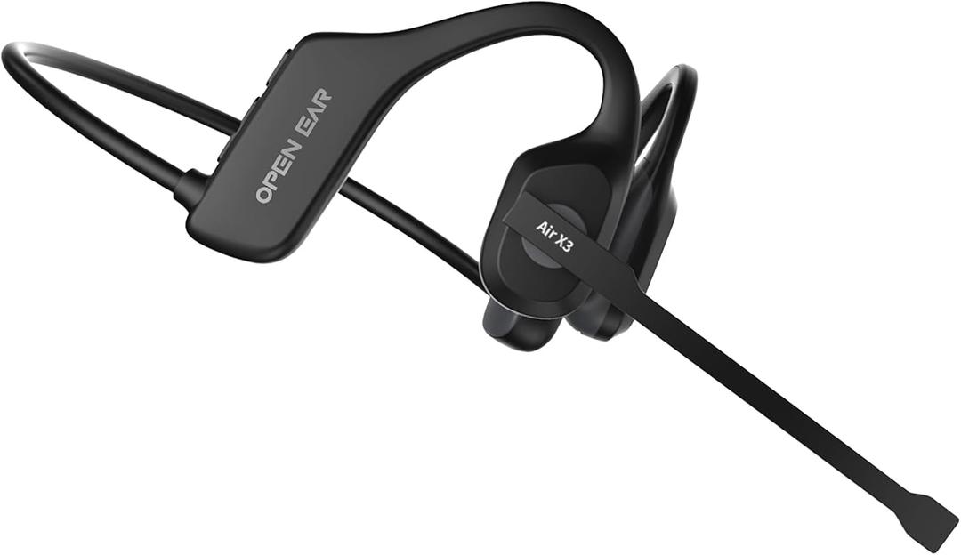Open Ear Headphones with Mic, 32g Bluetooth Headset with Microphone, Dual Connect Bluetooth 6.0 with Noise Cancelling Mute Function, Wireless Headset with Mic for Sports,Work, Drivers, Call Centre