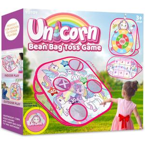 YOTOY Bean Bag Toss Game for Kids Outdoor Toys Age 3-8 Years Old: Unicorn Party Games, Backyard Yard Activities Outdoor Toys for Toddler, Birthday Gift for Girls 3 4 5 6 7 8 Year Old