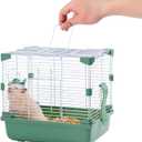 11" Small Animal Hamster Cage, Portable Outing Carrier, for Temporary Cage, Short Trip, Picnic, with Food Bowl, Water Bottle, for Small to Medium Hamster Pets, Dwarf Syrian Hamster, Gerbil, Green