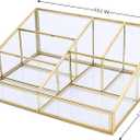 Vintage Gold Makeup Organizer - Glass Makeup Organizer Countertop Organizer for Make-Up Brushes Vanity, Tabletop Organizer Display Case for Bathroom, Vanity, Drawers GJB001