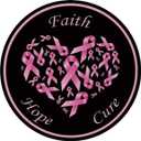 Faith Hope Cure 12" Round Metal Sign Breast Cancer Awareness Pink Ribbons Decor