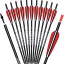 Carbon Crossbow Bolts 16 18 20 Inch Hunting Archery Arrows with 4" Vanes Replaced Arrowhead Tip (Pack of 12)