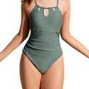 Milumia Girl's One Piece Swimsuit Halter Cut Out Bathing Suit Swimwear