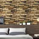 Peel and Stick Wallpaper Brick Stone wallpaper 17.7 " x 118 " Self-Adhesive Wallpaper Stone Contact Paper 3D Wall Paper Stone Brick Textured Vintage Removable Wallpaper for Fireplace Kitchen Vinyl