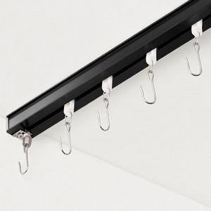 Curtain Track, Ceiling Curtain Track for Room Divider, Ceiling Mount Rail Set with Roller Hooks, Black, 18ft - 24ft