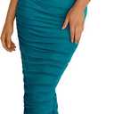 PRETTYGARDEN Womens 2026 Summer Off The Shoulder Dress Ruched Bodycon Sleeveless Split Cocktail Party Maxi Dresses L