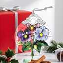 3 x Christmas Ornaments: Stained Glass Ornament, Birth Flower Ornament, Christmas Tree Ornaments & Xmas Tree Decorations Exquisite Holiday Decor, Birth Flower Gifts Perfect Holiday & Xmas Gifts - Feb