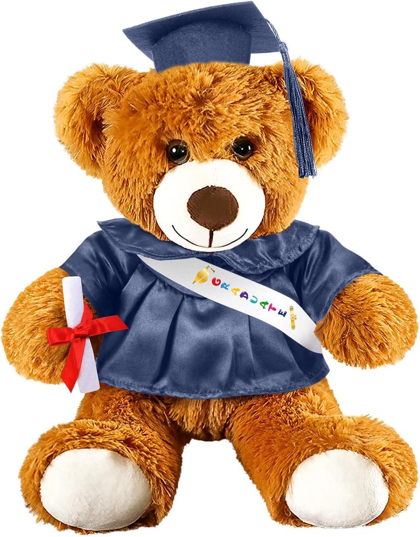 Foilswirl Graduation Bear 2026 with Gown Cap Tassel 14 Navy Blue Graduation Stuffed Animal Plush Bear Toy for Class of 2026 Prek Preschool Kindergarten High School College Graduate Gift