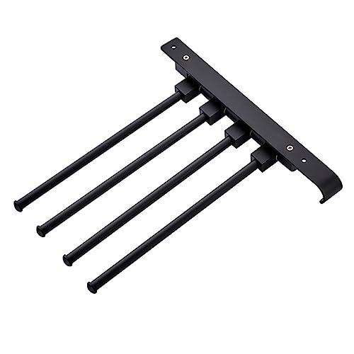 OUNONA 1Pc Black Aluminum Towel Rack Hole Swivel Bathroom Towel Holder Space Saving Design for Bathrooms Resistant Modern Bathroom Accessories