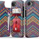 LETO for iPhone 16e Wallet Case, Flip Folio Leather Kickstand | Card Slots Holder - Fashionable Flower Designs - Shockproof Protective Phone Cover for Women and Girls