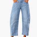 GRAPENT Barrel Jeans for Women Trendy High Waisted Wide Leg Baggy Cropped Relax Fit Stretch Denim Trouser Ankle Pants Size 8