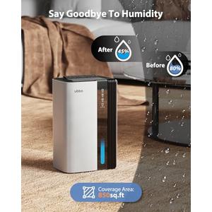 Dehumidifiers for Home, 850 sq.ft 95oz Dehumidifier with Drain Hose Timer Sleep Mode Auto-Off 7 Colors Light, Dehumidifier for Bedroom Bathroom Basements RV Silver