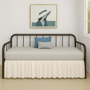 Cottington Lane Ruffled Daybed Skirt with Split Corner, Premium Hotel Quality Brushed Microfiber Twin Size Gather Dust Ruffle 21 Inch Drop Sofa Bedskirt, Easy Fit, Stay in Place, Ivory