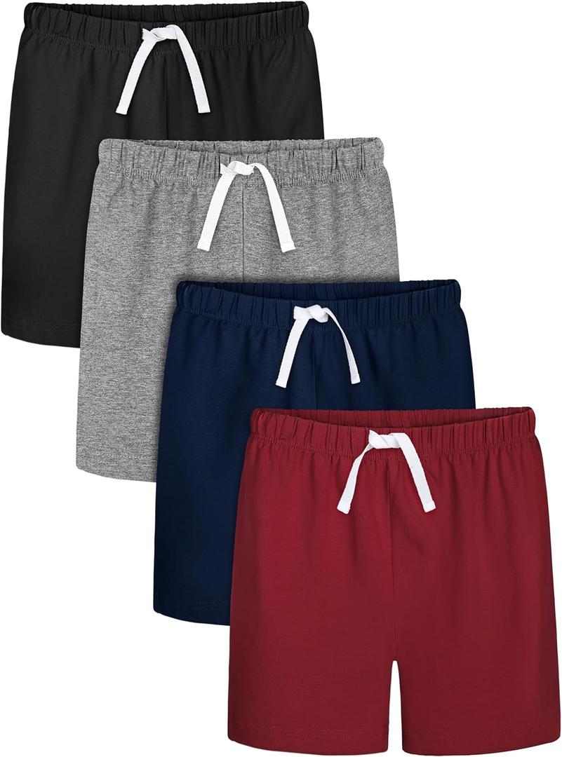 Resinta 4 Pack Toddler Boy Cotton Shorts Boys Casual Shorts Pull-on Shorts Soft Baby Boy Shorts for Summer, 2T