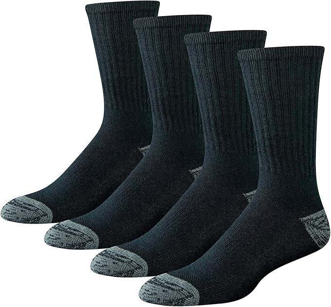 Amazon Essentials Men's Cotton Breathable Cushioned Performance Work Crew Socks, 4 Pairs
, black, size 13-15