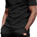 JMIERR Men's 2 Piece Outfit Anti-wrinkle T Shirts and Shorts Summer Beach Vacation Lounge Workout Pajamas Short Sleeve Sets (Black, XXL)