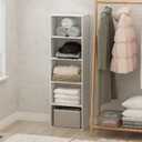 Furinno Reed Closet Organizers and Storage, 5-Tier Closet Organizer, Open Shelf Closet Storage, for Wardrobe, Bedroom, Living Room, White, 5-Tier, 15.8"W