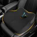 Car Seat Cushion: Ergonomic Memory Foam Car Cushion for Sciatica Pain Relief, Larger Driving Seat Pillow for Short Drivers on Long Drives - Butt Pillow for Truck, Office, Wheelchair - Dark Black