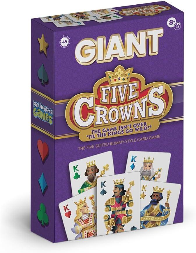 Five Crowns Giant Card Games Jumbo Playing Cards, Card Game for Kids and Adults, Family Game Night, 5 Suited Rummy Style Card Game, Ages 8+