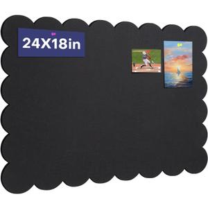 Scalloped Bulletin Board 24 x 18 Inches Felt Pin Board, Black