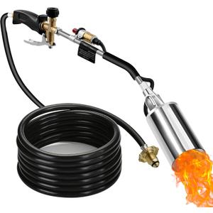 Propane Torch Weed Burner, Weed Torch with 10FT Hose, High Output 2,500,000 BTU Blow Torch with Flame Control and Turbo Trigger Push Button Igniter, Flamethrower for Garden Wood Ice Snow Road