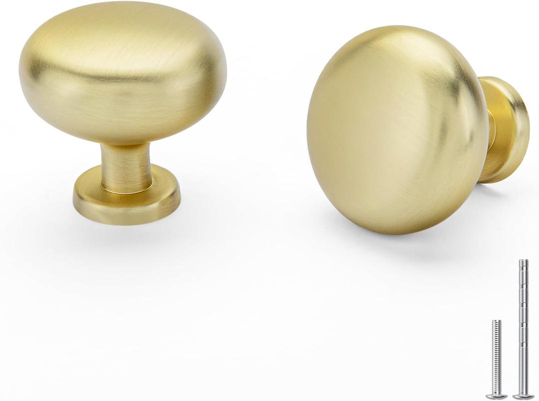 Goldenwarm 20 Pack Gold Cabinet Knobs Brushed Brass Dresser Drawer Knobs, Gold Kitchen Cabinet Pulls Round Cupboard Hardware Zinc Alloy