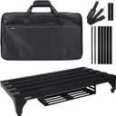 Aluminum Alloy Guitar Pedal Board 22" x 12.6" Pedalboard with Power Supply Bracket, Includes Carry Bag & Mounting Tapes (Black, GKA-22BK)