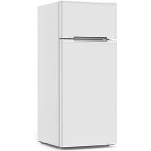 COWSAR 4.5 Cu.Ft Mini Fridge With Freezer for Bedroom Office, White | 2 Removable Shelves, 3 Adjustable Thermostat, Reversible Door, Energy Saving, 2-Door Small Refrigerator for Dorm Apartment