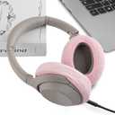 Geekria 2 Pairs Knit Headphones Ear Covers - Product Safety Certified - Washable & Stretchable Sanitary Earcup Protectors for Over-Ear Headsets, Sweat Pads for Gym, Gaming (Size M/Pink)