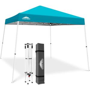 EAGLE PEAK 10' x 10' Slant Leg Pop-up Canopy Tent Instant Outdoor Canopy Easy Set-up Folding Shelter with 64 Square Feet of Shade (Turquoise)