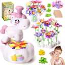 RISUNTOY Kids Flower Press Kit-DIY Fabric Flower Craft Kits with 110 Petals 30 Centers Stems Buds,5 Wraps & Tapes,STEM Bouquet Toys Compatible with Flower Maker,Christmas Birthday Gifts for Kids 3+ (Pink Unicorn Set)