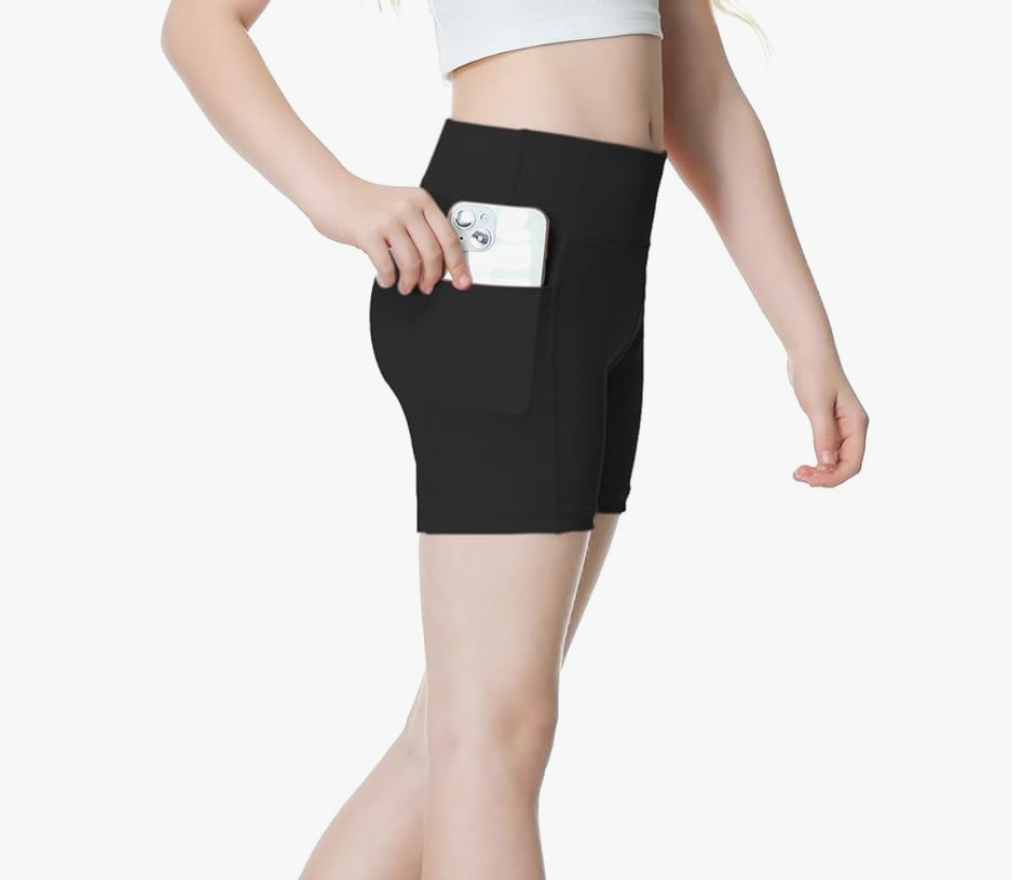 B&GCozy Girls Volleyball Shorts with Pocket Stretch Youth Athletic Biker Shorts Medium