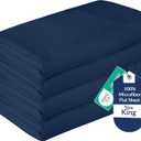 Royale Linens 2 Pack Bulk Flat Sheet Set - Top Sheets - Soft 1800 Microfiber - Wrinkle & Stain Resistant - for Hotel, Massage Table, Hospital, Dorm - King Flat Sheet Sold Separately (King, Navy)