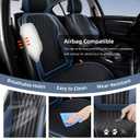 BWTJF Leather Car Seat Covers Full Set, Fit for Suvs,Vans,Trucks Automotive Vehicle,Faux Leather Cushion Covers for 5 Passenger Cars (Black&Navy)