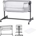 Kinderkraft Nestee UP2 Bedside Crib 2 in 1, Light Gray