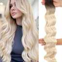 30 inch Long Body Wave Bundles Medium Brown to Bleach Blonde Bayalage Hair Extensions Sew in Weft for Women
