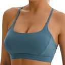 RUNNING GIRL Y-Back Sports Bras for Women, Medium Impact Wirefree Padded Bra Workout Crop Top Longline Sports Bra Push up, Size M