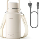 33.8 Oz/1000mL Portable Electric Kettle,304 Stainless Steel Travel Kettle Electric,4 Temp Settings with Holding Heat,600W Fast Boiling Water with Auto Shut-Off and Boil Dry Protection, Beige 