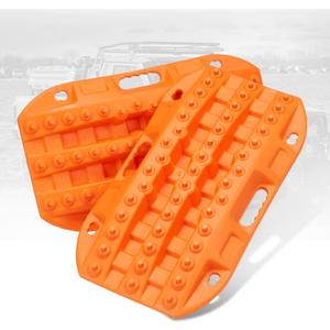 BUNKER INDUST Off Road Traction Boards, 2 Pcs Short Recovery Track Traction Mats for 4WD Mud, Sand, Snow Ramps-Orange Tire Traction Tool (Without Strap)