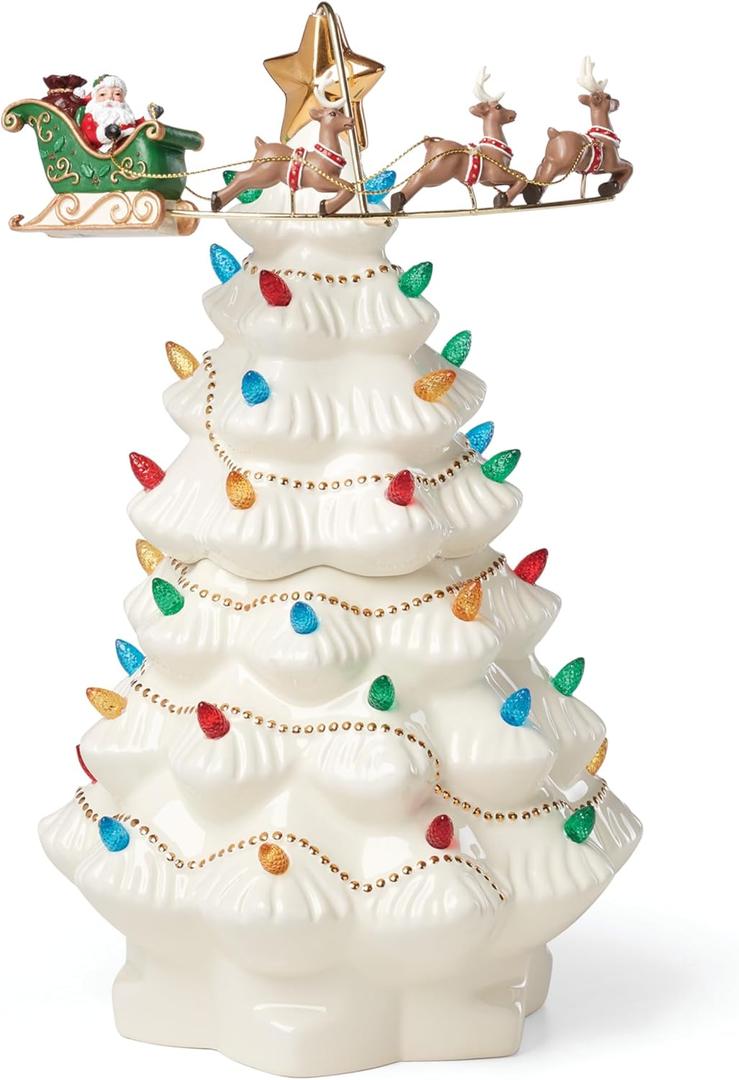 Lenox 894469 Treasured Traditions Tree with Flying Santa, Christmas & Holiday Decor